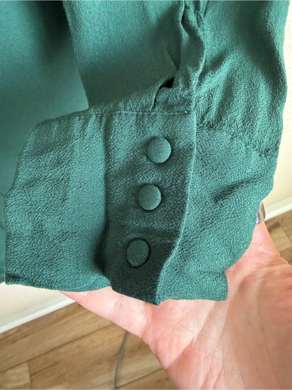 Madewell Novel Button Front Mini Dress Large Green V Neck Viscose Boho Aesthetic - Picture 7 of 13